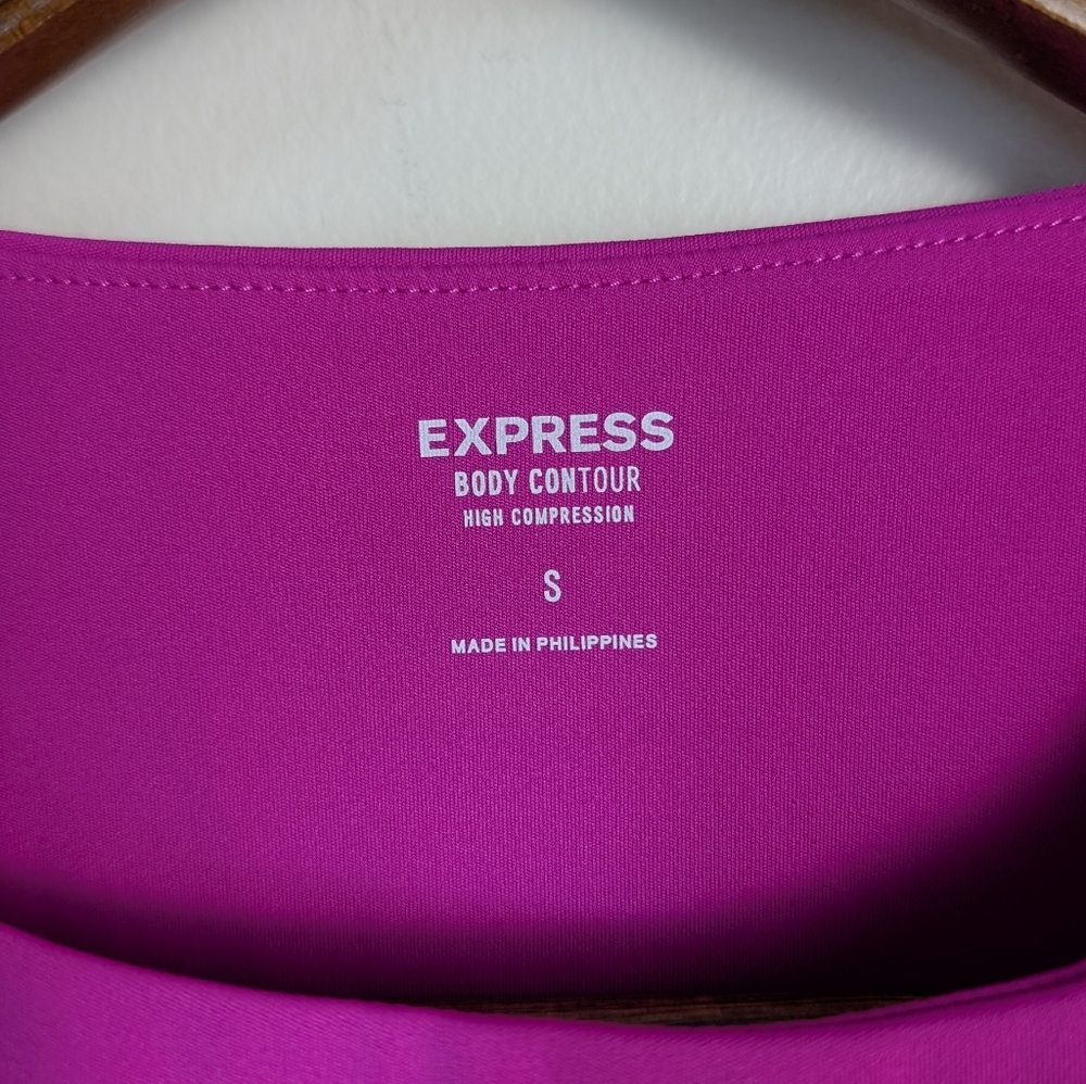 Express Pink Body Contour High Compression Spandex Blend Bodysuit - Picture 3 of 6